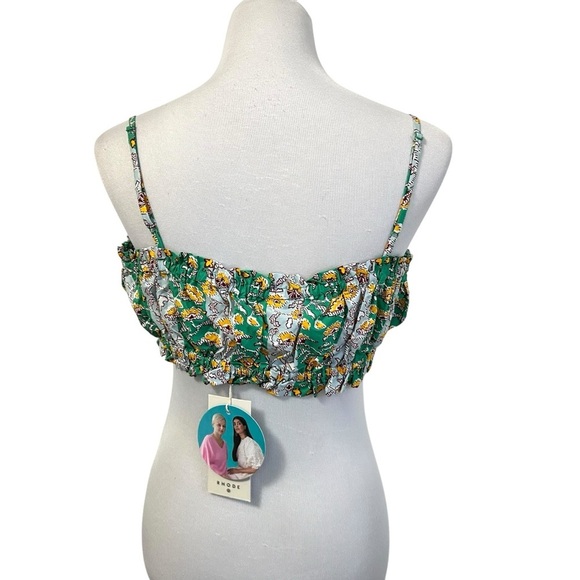 RHODE x Target Womens Whimsical Floral Stripe Print Shirred Crop Tank Top Sz Med - Picture 4 of 11